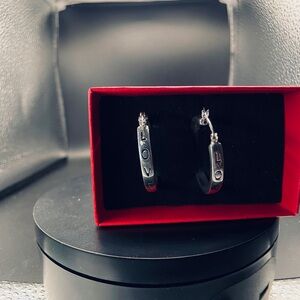 Silver 'Love' Hoop Earrings